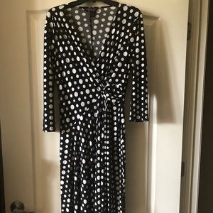 Signature By Robbie Bee B/W Polka Dot Dress